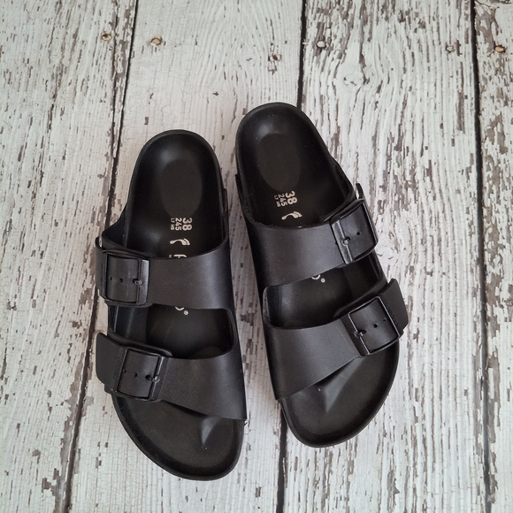 Birkenstock Shoes - BIRKENSTOCK Womens Black  Platform Double Strap Sandals